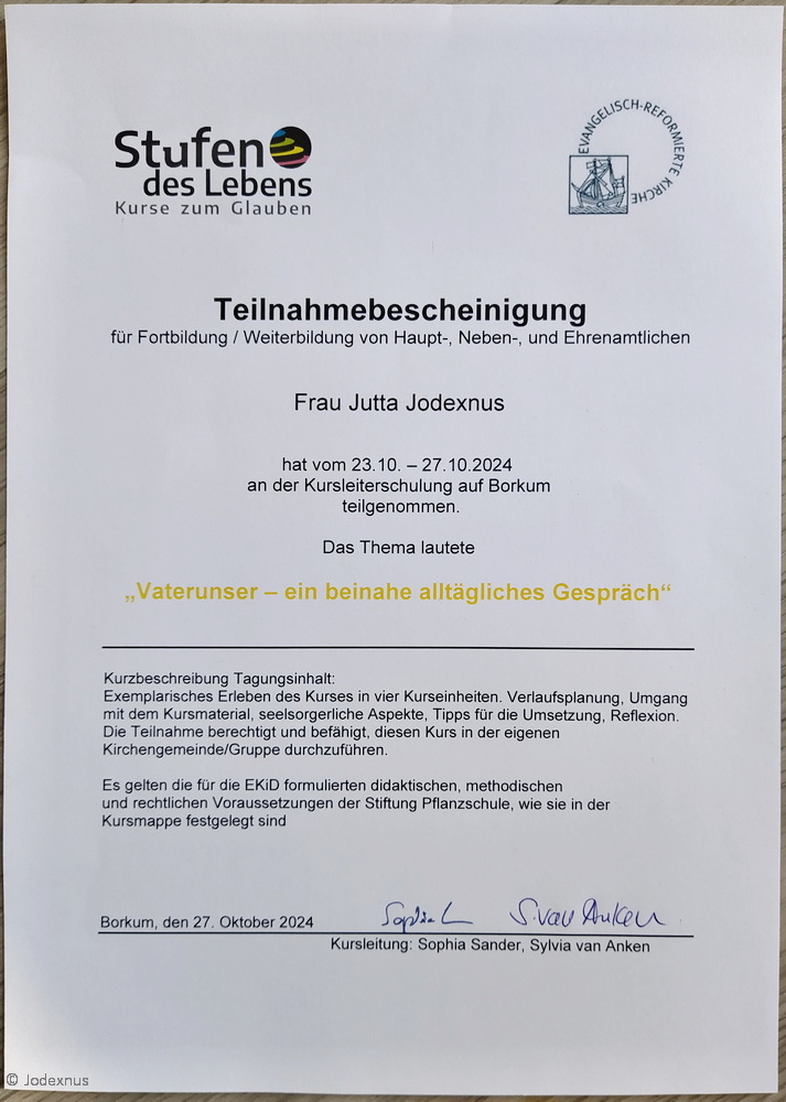 Teilnahmebescheinigung